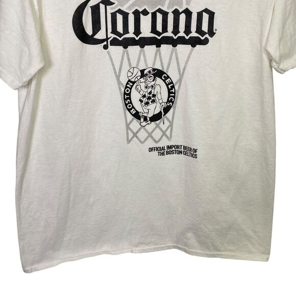 Boston Celtics Corona Shirt Mens L White Beer NBA Short Sleeve Graphic Tee Logo - Picture 8 of 10